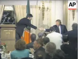  ?? AP ?? Warm welcome: Gerry Adams meeting Donald Trump in 1995