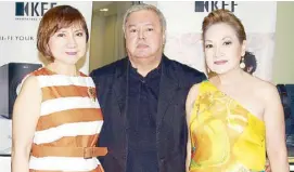  ??  ?? RichPrime Global Inc. president and CEO Myrna Yao, Nonoy Anson and Crossover 105.1 Manila owner Elaine Rojas-Villar.