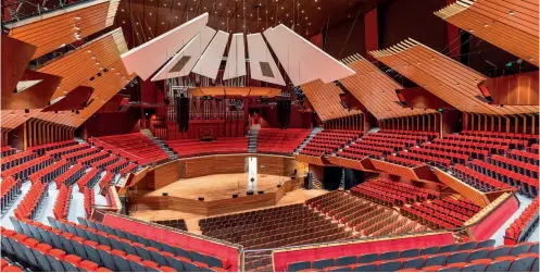  ??  ?? ABOVE / The Douglas Lilburn Auditorium looking towards the stage, 2019. Photo, Duncan Shaw-Brown.