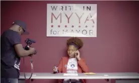  ??  ?? Myya Jones, who faces the most interlocki­ng and insidious friction as a young black female candidate. Photograph: Music Box Films