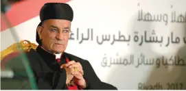  ?? ( Reuters/ Faisal Al Nasser) ?? LEBANESE MARONITE PATRIARCH Bechara Boutros Al- Rahi visits the Lebanese embassy in Riyadh last November.