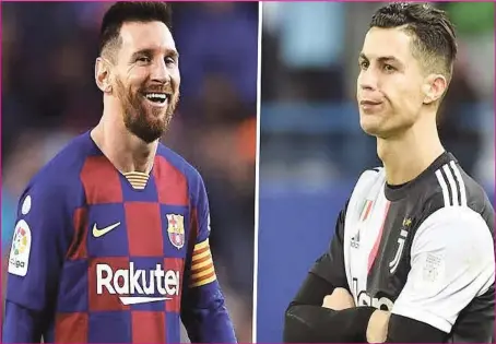  ??  ?? Cristiano Ronaldo (right) has been picked by Legendary Pele as better than Lionel Messi