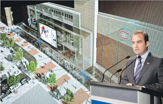  ?? ALLEN MCINNIS/MONTREAL GAZETTE ?? Geoff Molson outlines a $100 million renovation plan for the Bell Centre on Wednesday. The renovation will be financed completely with private funds.