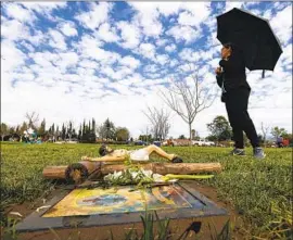  ?? Irfan Khan Los Angeles Times ?? THE GRAVE of Uver Hernandez Castañeda — the scene of a triple homicide in February. Hernandez Castañeda himself was killed in Mexico in December.