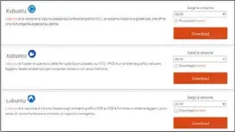  ?? ?? Gli altri Ubuntu
Per scaricare il file ISO di una delle derivate ufficiali di Ubuntu, colleghiam­oci all’indirizzo https://www.ubuntu-it.org/download/ derivate e scegliamo la nostra
