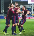  ??  ?? Success...Eibar celebrate a goal against Malaga