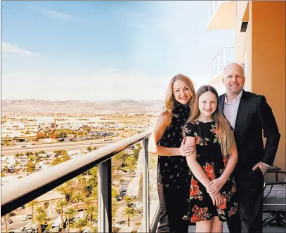  ??  ?? One Las Vegas Lucky Wenzel TJ and Jennifer Saye, along with their daughter, Sophia, purchased their vacation home at One Las Vegas last fall.