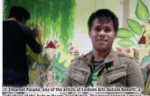  ?? SCREENGRAB FROM THE MANOR CAMP JOHN HAY’S FACEBOOK VIDEO ?? Emarnel Pasana, one of the artists of Fashion Arts Autism Benefit, a subsidiary of the Autism Hearts Foundation. The group opened a mural exhibit to raise awareness and assist people living on the autism spectrum in Baguio City.