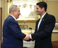  ?? (Joshua Roberts/Reuters) ?? PRIME MINISTER Benjamin Netanyahu meets with US House Speaker Paul Ryan in Washington on Wednesday. ‘It’s a new day in Israel-US ties.’