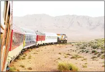  ?? (AFP) ?? Pictures taken on June 12, 2017 show the Oriental Desert Express train en route from Oujda to Bouarfa in northeaste­rn Morocco.