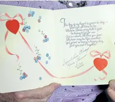  ??  ?? In 1946, Murph received a Valentine’s Day card from Dino, who was stationed overseas in the Navy. She kept it for more than 70 years.