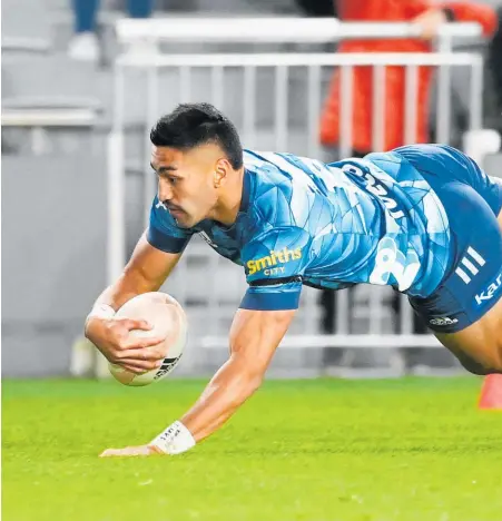  ??  ?? Centre Rieko Ioane was on the scoresheet for the Blues against the Waratahs.