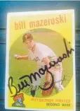  ??  ?? Wendy Gubits got her husband’s prized baseball card of Hall of Famer Bill Mazeroski signed by the famous Pittsburgh Pirates second baseman. Mazeroski also signed a ticket stub from Game 7 of the 1960 World Series that was handed down by Kerry Gubits’ father.