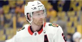  ?? AP ?? Blackhawks defenseman Duncan Keith, who usually has kept his composure, had a career-high 29 penalty minutes and was ejected against the Predators.