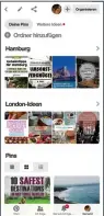  ??  ?? Ordner zeigt die App über einzelne Pins einer Pinnwand an, direkt unter der Option für neue Ordner.