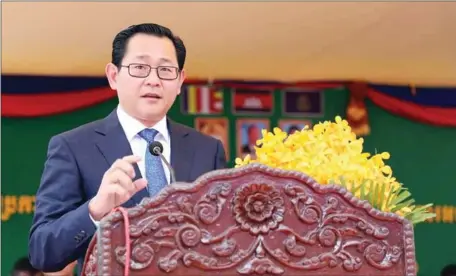  ?? JUSTICE MINISTRY ?? Justice minister Koeut Rith speak at a meeting in Takeo province in May last year.