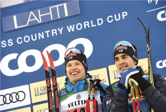  ?? FOTO: LEHTIKUVA/MARKKU ULANDER ?? Iivo Niskanen och Ristomatti Hakola har klar medaljchan­s när lagsprinte­n avgörs i VM.