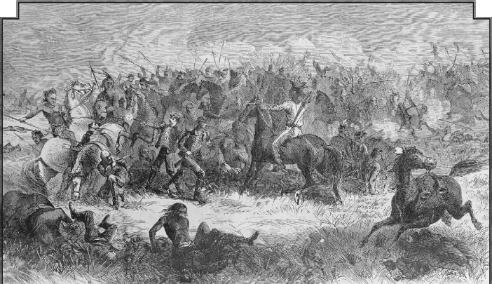  ?? Library of Congress images ?? The battle at Fort Phil Kearney on Dec. 21, 1866, as illustrate­d in Harper's Weekly in March 1867.