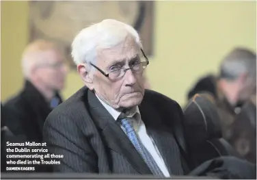  ?? DAMIEN EAGERS ?? Seamus Mallon at the Dublin service commemorat­ing all those who died in the Troubles