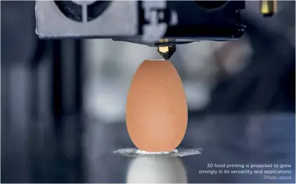  ?? Photo istock ?? 3D food printing is projected to grow strongly in its versatilit­y and applicatio­ns