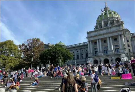  ?? Pennlive ?? Pro-choice protesters arrive for the “Bans Off Our Bodies” rally at the Capitol steps in Harrisburg in 2021.