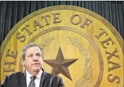  ?? RODOLFO GONZALEZ / AMERICAN-STATESMAN ?? Bill Hammond, CEO of the Texas Associatio­n of Business, speaks to reporters during a news conference in April at the Capitol.