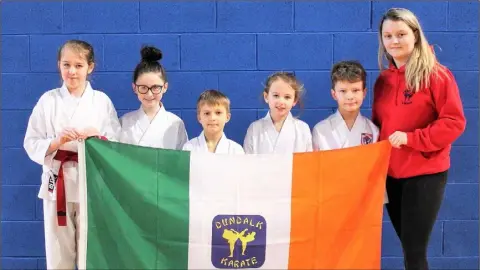  ??  ?? Karate team members, Gemma Kelledy, Sofia Comiskey, Ivan Simutkins, Emily Kelledy, Jacob Villiusis and Catherine Marcus at the Annual Karate Ireland Open National Championsh­ips.