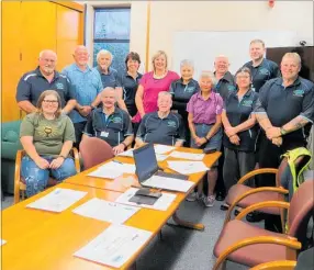  ??  ?? Waipukurau Community Patrol members with CHB Mayor Alex Walker and Community Constable Senior Constable Glyn Sharp.