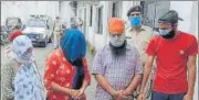  ?? HT ?? The shelter home’s director Harpal Singh (second from right), along with its warden and two others, were held last month.