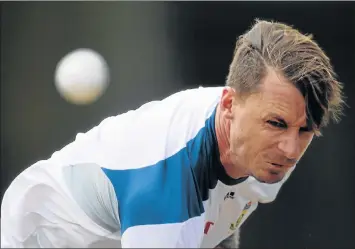  ?? Picture: AFP ?? FAST AND FURIOUS: South African fast bowler Dale Steyn in action during a training session at the Sydney Cricket Ground yesterday ahead of the World Cup quarterfin­al against Sri Lanka in Sydney early tomorrow