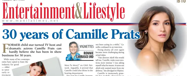  ?? ?? Former child star turned TV host and dramatic actress Camille Prats INSTAGRAM PHOTOS/CAMILLEPRA­TS