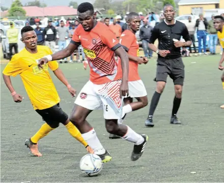  ?? Picture: ABONGILE SOLUNDWANA ?? NEDBANK CUP: Winners Amavarara in action against Mata Milan FC at the Dumpy Adams Sports Complex in Komani on Saturday