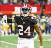  ?? MIGUEL MARTINEZ/AJC 2023 ?? Falcons cornerback A.J. Terrell, a physical tackler who has matched up against the opposing team’s top receiver at times, was second-team All-Pro in 2021. He has started all 61 games he’s played in.