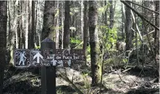  ??  ?? A much-marked sign near a logging road indicates the trail.