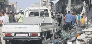  ??  ?? Buildings destroyed in a suspected YPG/PKK terrorist attack in Syria’s al-Bab, Oct. 6, 2020.