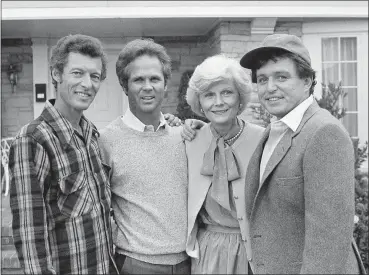  ?? WALLY FONG — THE ASSOCIATED PRESS FILE ?? Members of the original cast of the “Leave It To Beaver,” from left, Ken Osmond, Tony Dow, Barbara Billingsle­y and Jerry Mathers pose Dec. 10, 2982during the filming of their TV special, “Still The Beaver,” in Los Angeles. Osmond, who played the two-faced teenage scoundrel Eddie Haskell on TV’s “Leave it to Beaver,” has died. Osmond’s family says he died May 18 in Los Angeles. He was 76.