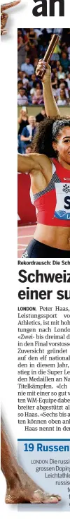  ??  ?? Rekordraus­ch: Die Schweizer 4 x 100-Meter-Frauenstaf­fel mit neuer nationaler Bestmarke Anfang Juli.