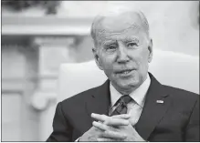  ?? SUSAN WALSH/AP PHOTO, FILE ?? President Joe Biden speaks in the Oval Office of the White House in Washington last week.