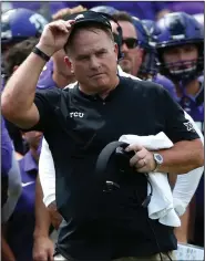  ?? (AP file photo) ?? A number of TCU players boycotted Monday’s practice after Coach Gary Patterson allegedly repeated a racial slur while telling a player to stop using it.