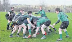  ??  ?? Intense action between Bangor (light green) and Bangor University