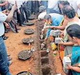  ??  ?? The High Commission­er laying the foundation stone at the ground breaking ceremony