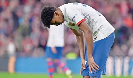  ?? ?? lamine Yamal, del barcelona, reacciona durante el partido de ayer