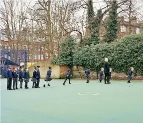  ??  ?? Below Students setting off on their Daily Mile at St John’s