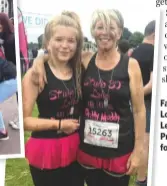  ??  ?? Far left: After the London marathon. Left: Having run a Pretty Muddy Race for Life with Lily