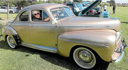  ?? ?? Frank Bray, of Timaru, with his 1946 Ford club coupe.