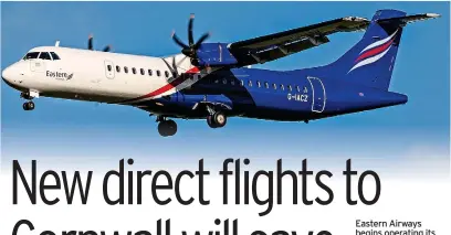  ?? BRAD SIMPSON/TEESSIDE AIRPORT MOVEMENTS ?? Eastern Airways begins operating its service on ATR aircraft in February