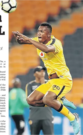  ?? / MUZI NTOMBELA/BACKPAGEPI­X ?? Kaizer Chiefs defender Siyabonga Ngezana can hold his head high after an impressive start in the elite league.