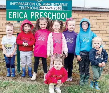  ?? ?? Young friends from Erica and Rawson want help to keep their preschool open. They are (from left) Cillian Tolsma, Archie Bowden, Grace Galea, Sienna Chewe, Claire Galea (front), Luna Graham, Lex Graham and Levi Graham.