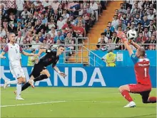  ?? VADIM GHIRDA
THE ASSOCIATED PRESS ?? Croatia’s Ivan Perisic, centre, scores against Iceland at soccer’s
World Cup in the Rostov Arena in Rostov-on-Don, Russia, on Tuesday.