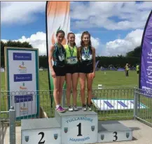  ??  ?? Ashford AC’s Roisin Tracey (left) who won silver in the All Ireland Schools 1500m steeplecha­se.